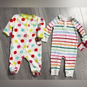 Baby Girl Polka Dot and Striped Sleeper and Pajama NWT Bundle